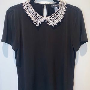 Karl Lagerfeld Black Collared Blouse